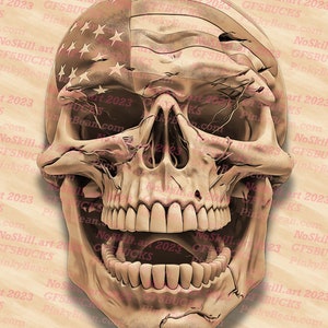 3D Illusion | Laser Burn PNG Digital File | Perfect for Engraving | Laser Ready Design | Patriotic |  | Skull | Flag