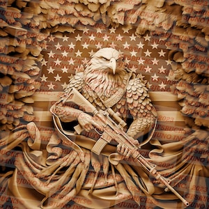 Laser Burn PNG | 3D Illusion | Engrave | Laser Ready | Digital Design File | Eagle | Flag | USA | Patriotic |