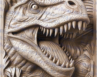 Laser Burn PNG | 3D Illusion | Engrave | Laser Ready | Digital Design File | T-rex | Jurassic | Tyrannosaurus