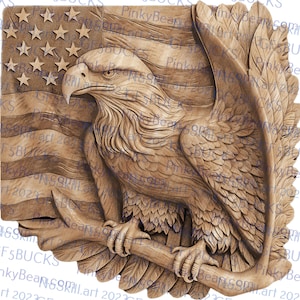 Laser Burn PNG | 3D Illusion | Engrave | Laser Ready | Digital Design File | Eagle | Flag | USA | Patriotic