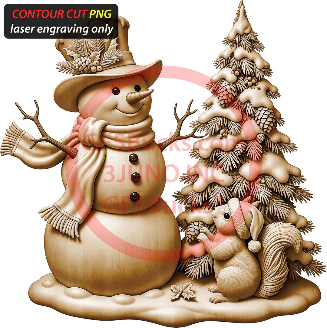 3D Illusion Snowman Scene Art for Laser Engraving | PNG Digital File ...
