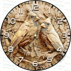 3D Illusion Cardinals Clock Laser Digitaal PNG-bestand voor gravure - direct downloaden