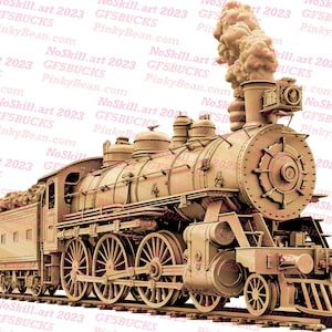 3D Illusion | Laser Burn PNG Digital File | Perfect for Engraving | Laser Ready Design | Instant Download | Train | Steam Coal Locomotive