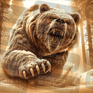 3D-illusie | Digitaal png-bestand laser | Voor gravure | Gereed voor laser | Direct downloaden | Grizzlybeer