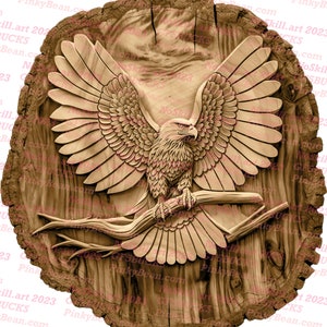 Laser Burn PNG | 3D Illusion | Engrave | Laser Ready | Digital Design File | Eagle | Flag | Patriotic