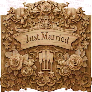 Recién casados, boda: archivo PNG grabado con láser, ilusión 3D, grabado, listo para láser, diseño digital