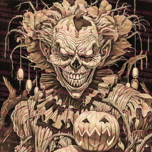 3D Illusion | Laser Burn PNG Digital File | Perfect for Engraving | Laser Ready Design | Instant Download | Striking Halloween Clown Design
