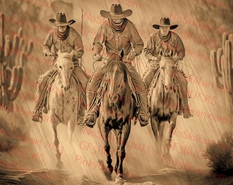 Laser Burn PNG | 3D Illusion | Engrave | Laser Ready | Digital Design File | Western Cowboy Riders | Horseback | Wild West