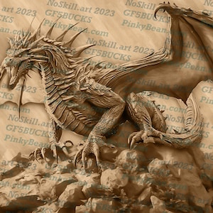 3D Illusion | Laser Burn PNG Digital File | Perfect for Engraving | Laser Ready Design | Instant Download | Dragon | The Beast