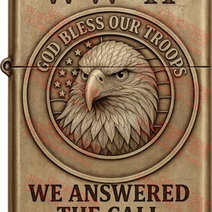 Águila de la Segunda Guerra Mundial con ilusión 3D PNG – Diseño de encendedor patriótico – Proyecto de grabado láser – 9.2x13.9 – GF5Bucks®