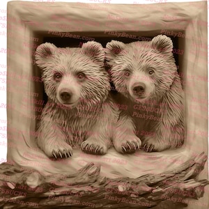 Laser Burn PNG / Illusione 3D / Incisione / Laser Ready / File di progettazione digitale / Cuccioli di orso