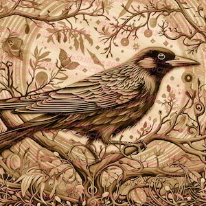 Laser Burn | PNG | 3D Illusion | Engrave | Laser Ready | Digital Design File | Raven | Crow | Ornate