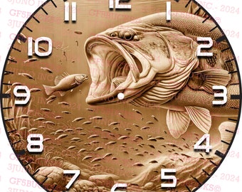 3D Illusion | Laser PNG Digital File | For Engraving | Laser Ready | Instant Download | Clock | Largemouth Bass | Smallmouth | Lunker | Fish