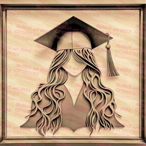 Laser Burn | PNG | 3D Illusion | Engrave | Laser Ready | Digital Design File | Female Graduate | Graduation |  Faux Frame