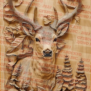 3D Illusion | Laser Burn PNG Digital File | Perfect for Engraving | Laser Design | Instant Download | Deer Carved Look | Mule | White Tail