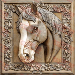 Tête de cheval illusion 3D PNG – Conception de gravure laser Quarter Horse | Gravure PNG pour gravure laser | 14 x 14