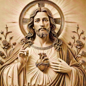 Illusione 3D / File digitale PNG bruciato al laser / Per incisione / Pronto per laser / Download immediato / Sacro cuore / Religione / Religioso / 13x14