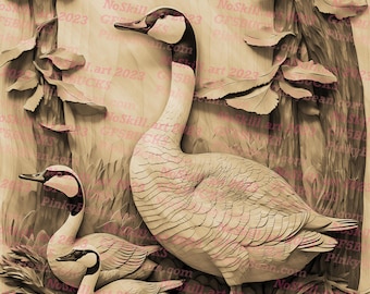 Laser Burn PNG | 3D Illusion | Engrave | Laser Ready | Digital Design File | Canadian | Geese