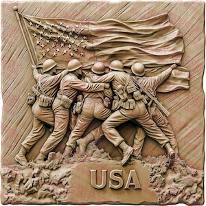 Homenaje militar de EE. UU. / Bandera de soldados con ilusión 3D / Archivo de grabado digital / Arte listo para láser / Archivo de grabado láser / Archivo digital PNG / 14x14