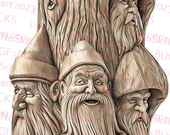 Laser Burn PNG | 3D Illusion | Engrave | Laser Ready | Digital Design File | Tree People | Gnome | Nymph