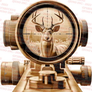 3D Illusion | Laser Burn PNG Digital File | Perfect for Engraving | Laser Ready | Instant Download | Scoped Deer II | Hunter | Spotting