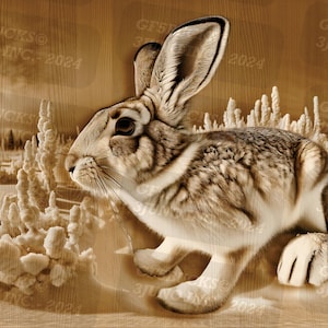 3D Illusion | Laser PNG Digitale Datei | zum Gravieren | Laserbereit | Sofortdownload | Schneehase | Schneeschuh Hase | Hase