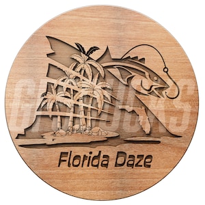 Laser brennen | PNG | 3D Illusion | Gravur | Laserbereit | Digitale Designdatei | Florida | Rotbarsch | Angeln