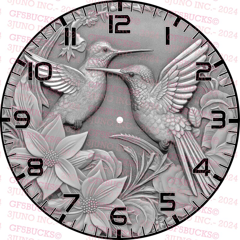 3D Illusion Hummingbirds Clock | Laser PNG Digital File | Instant ...