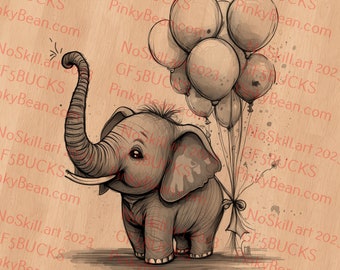 Baby Elephant Party 3D Illusion Digital File - Laser Engraving Ready (Instant Download, PNG)