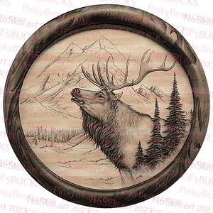 Laser brennen | PNG | 3D Illusion | Gravur | Laserbereit | Digitale Designdatei | Faux gerahmte Elch | Jagd | Angeln