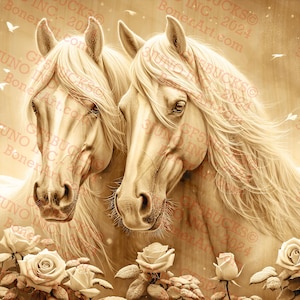 Illusion d'art 3D - Beaux chevaux | Graver | Prêt pour le laser PNG | Fichier de conception numérique | 14 x 8