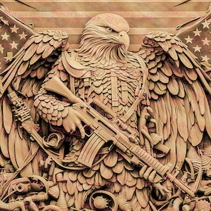 Laser Burn PNG | 3D Illusion | Engrave | Laser Ready | Digital Design File | Eagle | Flag | USA | Patriotic