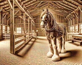 Clydesdale Horse - Laser Burn PNG | 3D Illusion | Engrave | Laser Ready | Digital Design File