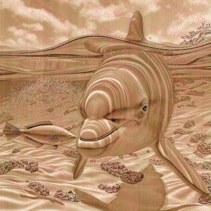 Ozean-Szene mit Delphin - Küstendekoration - Laser Brennen PNG | 3D Illusion | Gravur | Laserbereit | Digitale Designdatei | 14x14