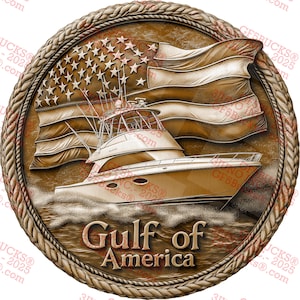Gulf of America 3D Illusion PNG Arquivo de gravação a laser GF5Bucks® | Design digital | ~14x14