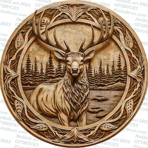3D Illusion | Laser Burn PNG Digital File | Perfect for Engraving | Laser Ready Design | Instant Download | Deer Emblem | Buck | Stag
