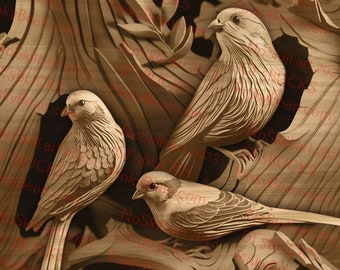 Laser Burn PNG | 3D Illusion | Engrave | Laser Ready | Digital Design File | Singing Birds | Finch | Canary