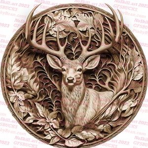 Laser Ready Deer Plaque Design | 3D Illusion PNG Digital File | Instant Download
