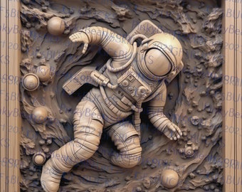 Laser Burn PNG | 3D Illusion | Engrave | Laser Ready | Digital Design File | Carved look | Astronaut | Spaceman | Spacewoman