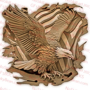 Laser Burn PNG | 3D Illusion | Engrave | Laser Ready | Digital Design File | Eagle | Flag | USA | Patriotic