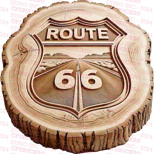 Route 66 Landstraße - Lasergravur PNG | 3D Illusion | Gravur | Laserbereit | Digitales Design Datei