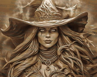 3D Illusion | Laser Burn PNG Digital File | Perfect for Engraving | Laser Ready Design | Instant Download | Wicked Witch | Halloween