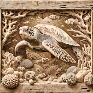 Tortuga marina: archivo PNG grabado con láser, ilusión 3D, grabado, listo para láser, diseño digital
