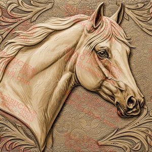 Fichier de conception numérique PNG de gravure laser 3D illusion Western Horse (14 x 8 po.) – Art rustique GF5Bucks® gravé