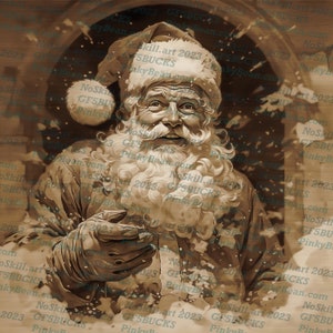 3D Illusion | Laser Burn PNG Digital File |Laser Engraving | Laser Ready Design | Instant Download | Vintage Santa Look | Santa Claus