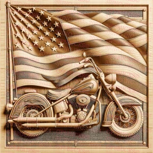 Patriottische Biker 3D-illusie digitaal bestand | Vlag: klaar voor lasergravure (directe download, png)