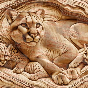 illusion 3D | Fichier numérique PNG de gravure au laser | Parfait pour la gravure | Prêt pour le laser | Téléchargement instantané | Lion des montagnes | Oursons