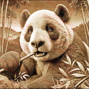 Ours panda | Gravure laser PNG | illusion 3D | Prêt pour le laser | 14 x 8