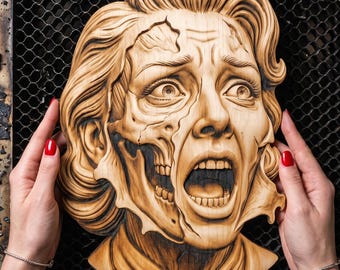 DarkGraven™ 3D Illusion Art Screaming Undead Horror Bust PNG - 9.2x14.0 Inches GF5Bucks®