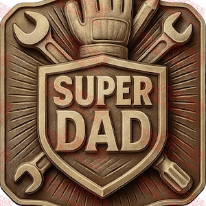 Ilusão 3D Super Pai PNG – Design de Distintivo de Ferramenta – Projeto de Gravação a Laser – 11,64x14 – GF5Bucks®